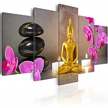 Kép - Golden Buddha and orchids