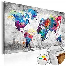Kép parafán - World Map: Grey Style [Cork Map]