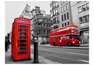 Fotótapéta - Piros busz és telefonfülke Londonban