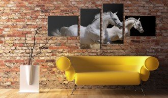 Kép - Animal world- white horses galloping