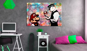 Kép - Banksy rajz színes téglafalon