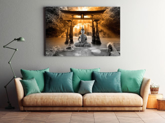 Kép - Folyón elmélkedő Buddha (narancs)