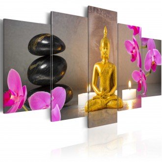 Kép - Golden Buddha and orchids