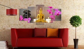 Kép - Golden Buddha and orchids