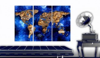 Kép parafán - Golden Continents [Cork Map]