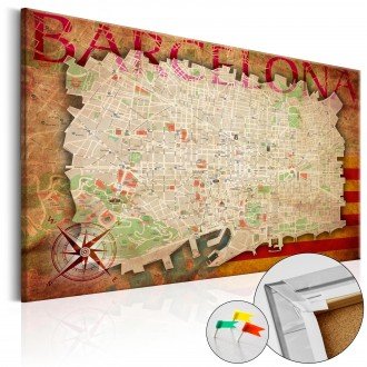 Kép parafán - Map of Barcelona [Cork Map]