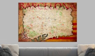 Kép parafán - Map of Barcelona [Cork Map]