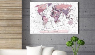 Kép parafán - Pink Frontiers [Cork Map]