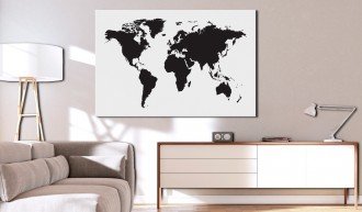 Kép parafán - World Map: Black & White Elegance