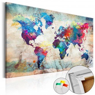 Kép parafán - World Map: Colourful Madness [Cork Map]