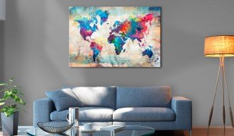 Kép parafán - World Map: Colourful Madness [Cork Map]