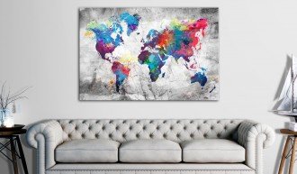 Kép parafán - World Map: Grey Style [Cork Map]