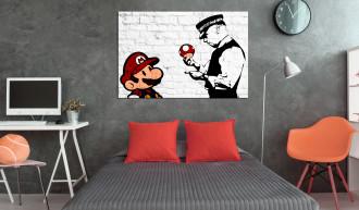 Kép - Super Mario és rendőr téglafal háttéren