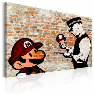 Kép - Super Mario és rendőr vörös téglafal háttéren
