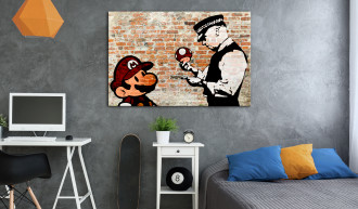 Kép - Super Mario és rendőr vörös téglafal háttéren