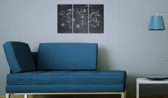 Kép - Világtérkép feketén - fehéren 17