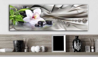 Kép - Zen composition: bamboo, orchid and stones