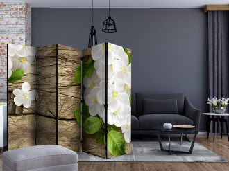 Paraván - Fehér virágok a deszkán II