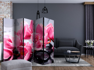 Paraván - Orchidea virágok zen kövekkel II